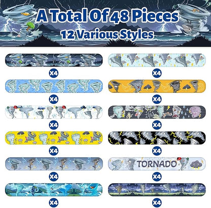 48 PCS Tornado Slap Bracelets Party Favors, Tornado Wristbands Bracelets Goodie Bag Fillers for Tornado Birthday Party Decorations Supplies Gifts for Kids Teens Boys Girls