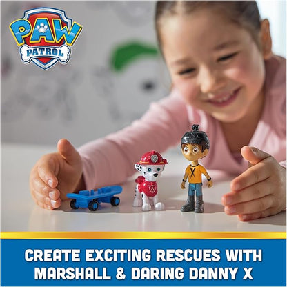 Paw Patrol Marshall & Daring Danny X Figures Set with Skateboard, Kids Toys for Boys and Girls Ages 3 and Up