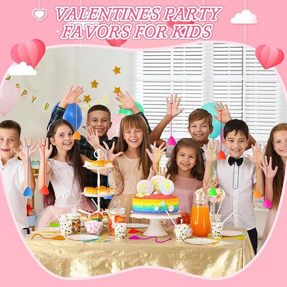 Valentines Sticky Hands Bulk 48PCS Valentines Day Gifts for Kids Classroom Prizes Valentines Party Favors for Kids Stretchy Heart Sticky Hand Toy Valentines Day Goodie Bag Stuffers Kid Party Supplies