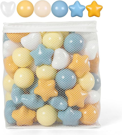 GOGOSO Ball Pit Balls,Plastics Balls for Ball Pit, Stars Hearts Shape for PastelBall for Toddlers Kids