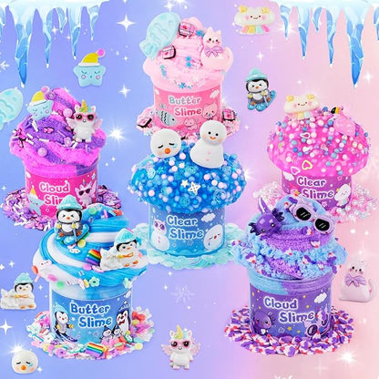 6 Pack Slimes, Slime for Kids Animal Wonderland, Butter Cloud Slime kit for Girls Ages 8-12, Toys for Girls and Boys, Birthday Halloween Christmas Party Favors for Kids Goodie Bag Stuffers