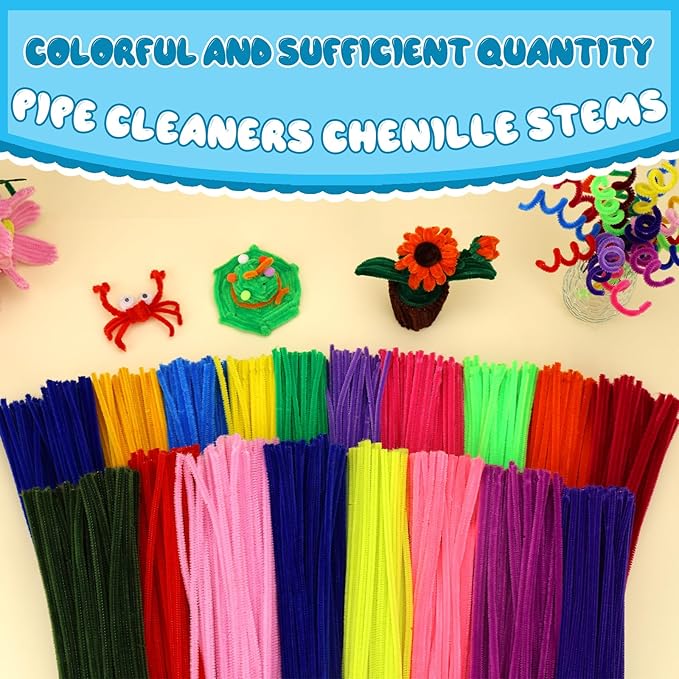 Pipe Cleaners, 100PCS Christmas Pipe Cleaners Craft Supplies, Teal Green Pipe Cleaners Bulk Fuzzy Sticks for DIY Art and Craft Projects Home Decoration