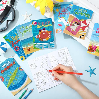 Estune 40 Pcs Coloring Books Summer Beach Party Favor for Kids Coloring Book Set Mini Small Coloring Books Goodie Bag Stuffers Gift Classroom Home