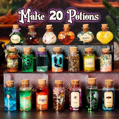 LiyLiyanna Magic Mystic Potion Kits for Kids, Mix 20 Magic Wizard Potion Bottles Birthday Decorations, Mystic Potion Craft Kits, Magic Kits Gifts for Girls and Boys Age 6 7 8 9 10+