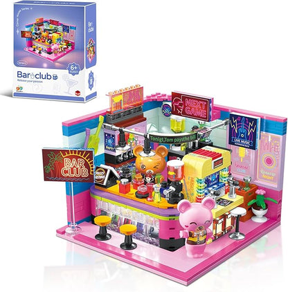 Friends House Building Block Set, Bear Club Business City View Small Brick Model, Mini Construction Toy, Hobbies Christmas Birthday Gift for Teens Children Kids Boys Girls 6+, 602pcs