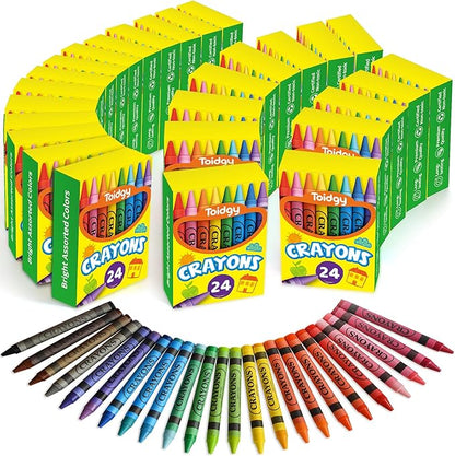 Crayons 24 Count, 36 Pack Crayons Bulk of Assorted Colored, Crayons for Toddlers and Kids, Back to School Supplies for Kids, Durable & Non-Toxic Travel Crayons Party Favors for Classroom & Home
