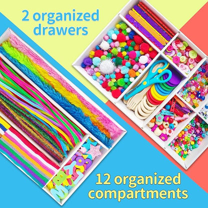 Itopstar Arts and Crafts for Kids -5000pcs+ Art Supplies Kids Art Supplies Great for School, Homeschool and Kindergarten DIY Crafting Projects-Giant Craft Box for Kids Art Supplies