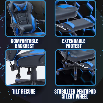 Gaming Chair High Back Ergonomic Racing Computer Desk with Comfortable Lumbar Support and Headrest Girl Gamer Height Adjustable