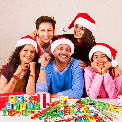 Max Fun 48pcs Christmas Slap Bracelets Party Favors Toys for Kids Xmas Party Favors Christmas Stocking Stuffers (Christmas)