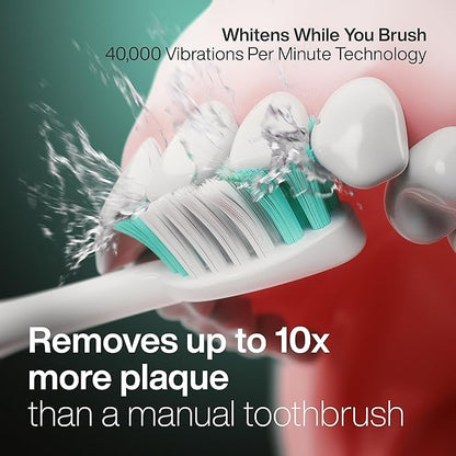 Aquasonic Vibe Series Ultra-Whitening Toothbrush – ADA Accepted Electric Toothbrush - 8 Brush Heads & Travel Case – 40,000 VPM Motor & Wireless Charging - 4 Modes w Smart Timer – Sapphire Blue