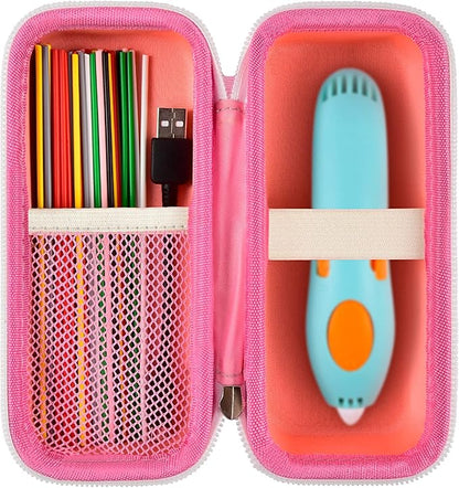 GWCASE Case Compatible with 3Doodler Start+ Essentials for 3D Pen Set for Kids, Storage Organizer Carrying Holder Fit for Printing Pens, Plastic Refill Blister, Micro-USB Charger (Box Only)-Pink