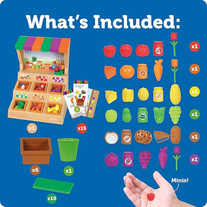 Learning Resources Mini Farmstand Sorting Set, Play Food, Play Kitchen, Sorting Toy, Kitchen Playset, Ages 3+