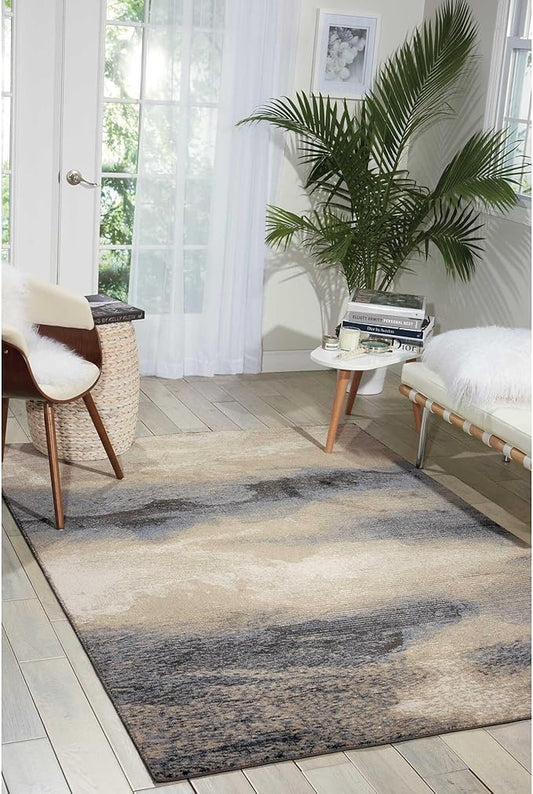 Nourison Maxell Nourison Flint 6'6" x 9'6" Area -Rug, Easy -Cleaning, Non Shedding, Bed Room, Living Room, Dining Room, Kitchen (7x10)