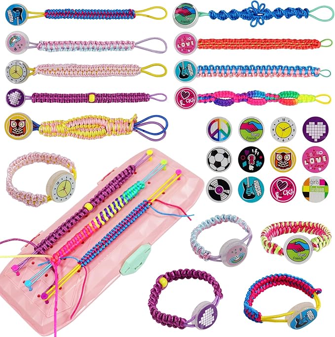 Motiloo Friendship Bracelet Making Kit - Toy for Ages 7-12 Girls - Birthday Gift - DIY String Maker Tool - Arts and Crafts - Kids Travel Activity Set - Perfect Present for Teen Girls