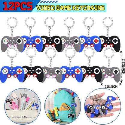 60Pcs Video Game Party Favors Gamer Birthday Party Supplies for Kids Non Woven Bags Silicone Bracelet Stamper Keychain Glow Sticker Game on Gift Goodie Treat Bag Fillers Boy Gaming Party Favors