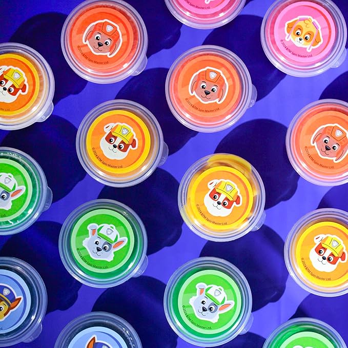 Paw Patrol Dough Party Pack, 25-Pack, Includes Colorful Sensory Doughs, 6 Colors, 2 oz. Each, Reusable Toys, Party Favors for Kids, Travel Toys, 3 Year Old Boy Toy, Sensory Play