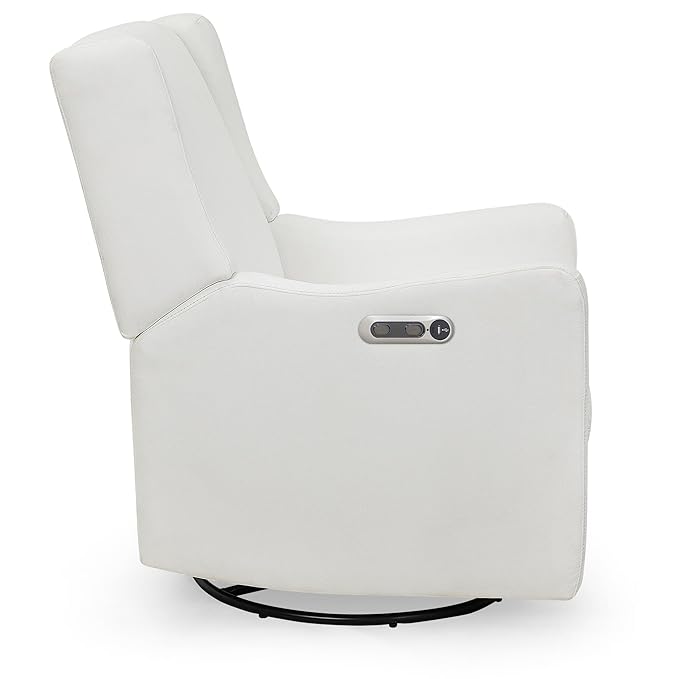 Delta Children Mercer Electronic Power Recliner and Swivel Glider with USB and Type-C Ports in LiveSmart Performance Fabric - Water Repellent & Stain Resistant, Pearl