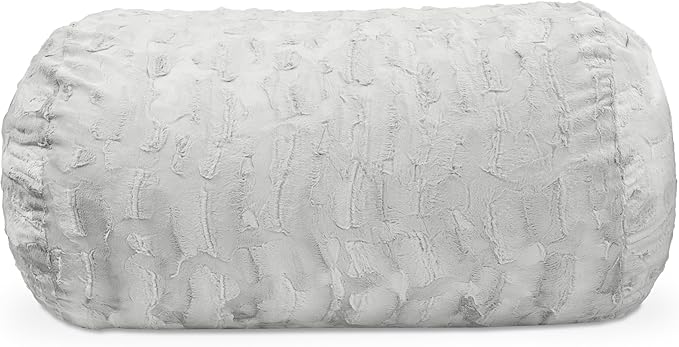 Jaxx Sofa Saxx Bean Bag Couch - 4 Foot - Faux Fur, Silver