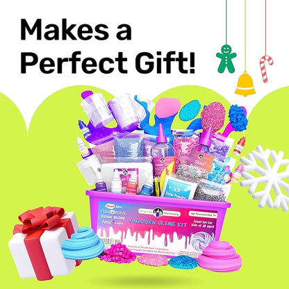 Original Stationery Slime Making Kit - Multicolor, Glow-in-The-Dark, Bubble Gum Scent - DIY Unicorn Slime Kit with Glitter & Clay Add-Ins - Holiday Activity & Birthday Gift for Kids Ages 7+