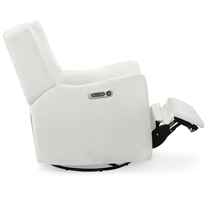 Delta Children Mercer Electronic Power Recliner and Swivel Glider with USB and Type-C Ports in LiveSmart Performance Fabric - Water Repellent & Stain Resistant, Pearl