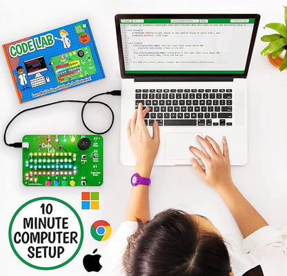 Code Lab All-Inclusive Coding Kit for Kids 8-12+ and Teens. Premium STEM Learning Toy for Boys & Girls Teaches C++ Programming. Includes Over 60 Electronic Components and Over 100 Online Lessons