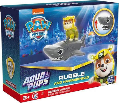 Paw Patrol, Aqua Pups Rubble and Hammerhead Action Figures Set, Kids Toys for Ages 3 and up