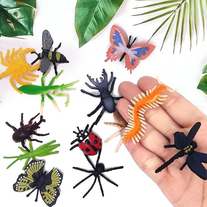 102 Pack Mini Bug Toys, Realistic Insect Toys Figures for Kids,Fake Plastic Bugs for Education Themed Insect Party, Classroom Reward, Gardening Decoration