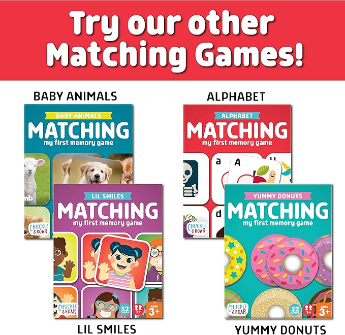 Chuckle & Roar - Matching Game Alphabet - Board Game for Kids 3 and up - Concentration Game for Toddlers - Preschool Game