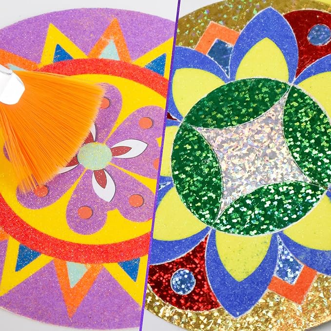 Foil Art & Sand Art Kit, 2 in 1 Mandala Arts and Crafts for Kids Ages 4-8, Mess Free DIY Coloring Kit for Girls and Boys, Thanksgiving Christmas Festivals Party Gifts