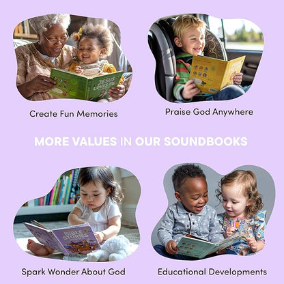 Bible Stories Christian Sound Books for Kids - 6 Bible Songs for Toddlers – Christian Easter Gifts for Kids, Baby Books & Toys for Kids - Easter Basket Essentials, Baptism, Christening Baby Gifts
