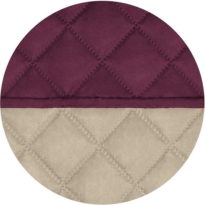 PureFit Reversible Quilted Sofa Cover, Water Resistant Slipcover Furniture Protector, Washable Couch Cover with Non Slip and Elastic Straps for Kids, Dogs, Pets (Oversized Sofa, Wine/Beige)