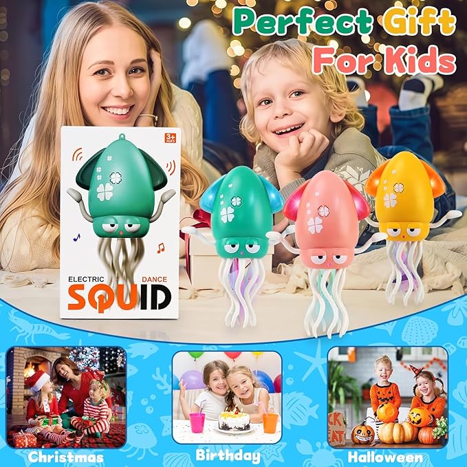 LZZAPJ Electric Dancing Octopus Light Music Suitable for 12-18 Months Old Baby Toys, Kid Crawling Squid Toys Suitable for Toddler Tummy Time, Birthday for 1 2 3 4 5 6 Year Old Boy (Green)