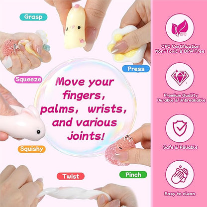 20Pcs Taba Squishy Toys Pack-Easter Taba Squishy Sensory Fidgets Toys Party Favors for Kids 4-8 8-12 -Kawaii Taba Squishies Squeeze Toys for Girls-4 5 6 7 8 9 10 11 12 Year Old Girl Birthday Gifts