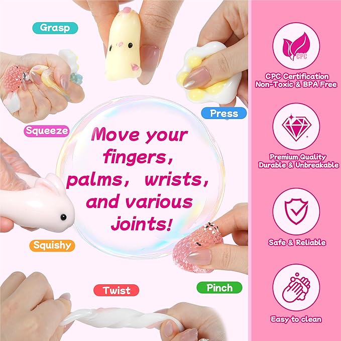 24Pack Taba Squishy Toys kit- Squishy Fidget Squeeze Toys Party Favors for Kids 8-12-Kawaii Stress Balls for Kids- Taba Squishies Stress Relief Toys for Girls 8-10-6-9 Years Old Girls Birthday Gifts