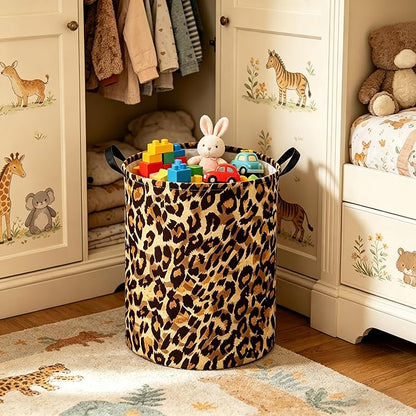 Kids Laundry Basket,Leopard pattern hamper,Nursery Hampers,Waterproof folding Storage Bin with handle,Clothes Organizer Baskets,kid Room Decor(Leopard pattern)