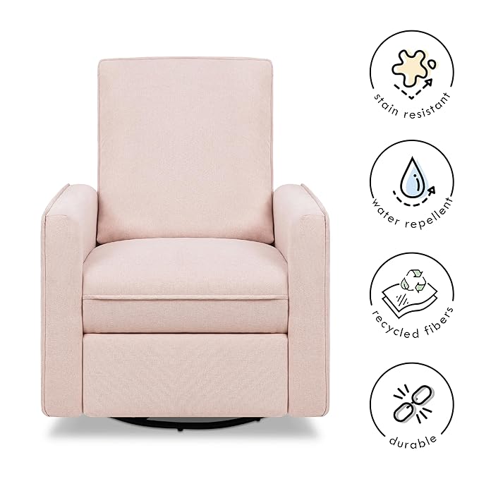 DaVinci Penny Recliner and Swivel Glider in Performance Pale Blush Pink Eco-Weave, Water Repellent & Stain Resistant, Greenguard Gold Certified, CertiPUR-US Certified