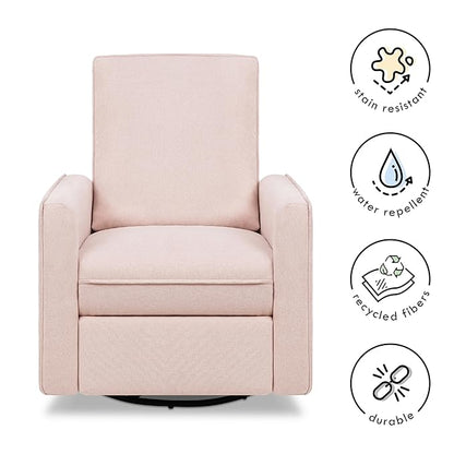 DaVinci Penny Recliner and Swivel Glider in Performance Pale Blush Pink Eco-Weave, Water Repellent & Stain Resistant, Greenguard Gold Certified, CertiPUR-US Certified