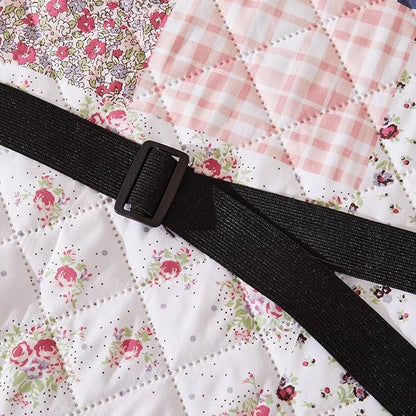 EVENHUG Loveseat Sofa Cover Patchwork Floral Sofa Slipcover Washable Couch Cover 2 Cushion Sofa Furniture Protector Cover with Elastic Straps for Pets Kids Dog Cat (Loveseat,Pink&Purple)