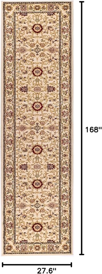 SAFAVIEH Lyndhurst Collection Runner Rug - 2'3" x 14', Ivory & Ivory, Traditional Oriental Design, Non-Shedding & Easy Care, Ideal for High Traffic Areas in Living Room, Bedroom (LNH212L)