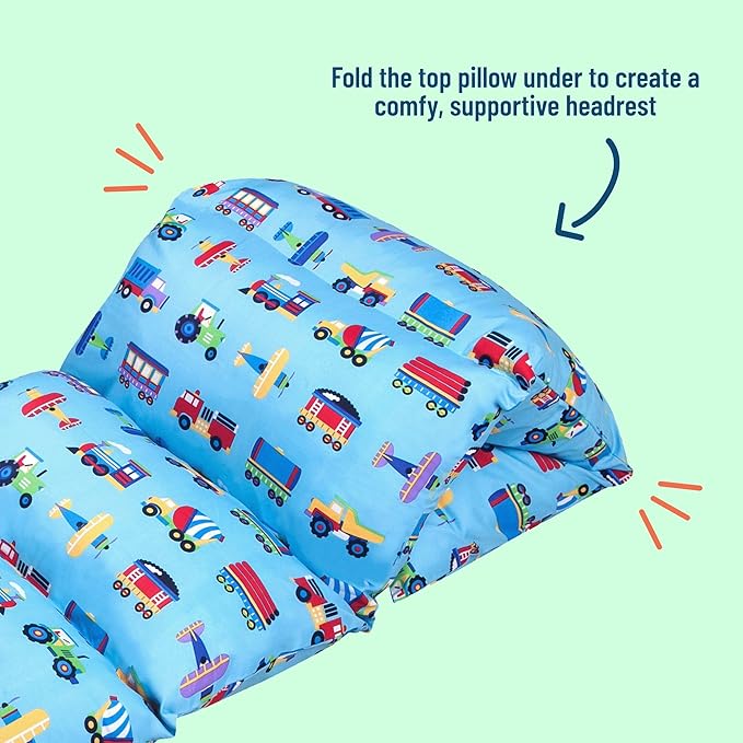Wildkin Microfiber Pillow Lounger, 87 X 27 Inches, Trains, Planes & Trucks