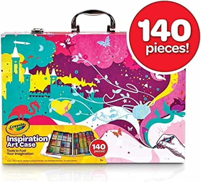 Crayola Inspiration Art Case Coloring Set - Tie-Dye (140ct), Art Set For Kids, Kids Art Supplies, Easter Basket Stuffer, Gift for Girls & Boys, Ages 5+ [Amazon Exclusive]