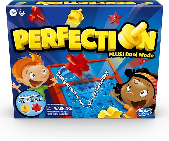 Hasbro Gaming Perfection Plus 2-Player Duel Mode Popping Shapes and Pieces Ages 5 and Up (Amazon Exclusive)