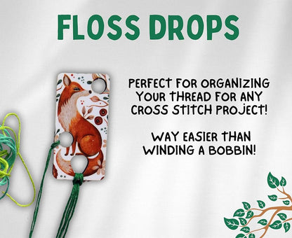 Floss drop for cross stitch fox wooden floss drops cross stitch thread drops organizer floss drop for cross stitch kit fox embroidery floss storage holders for threads cross stitch retreat gifts