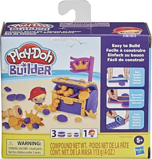 Play-Doh Builder Treasure Chest Toy Building Kit for Kids 5 Years and Up with 3 Non-Toxic Cans - Easy to Build DIY Craft Set