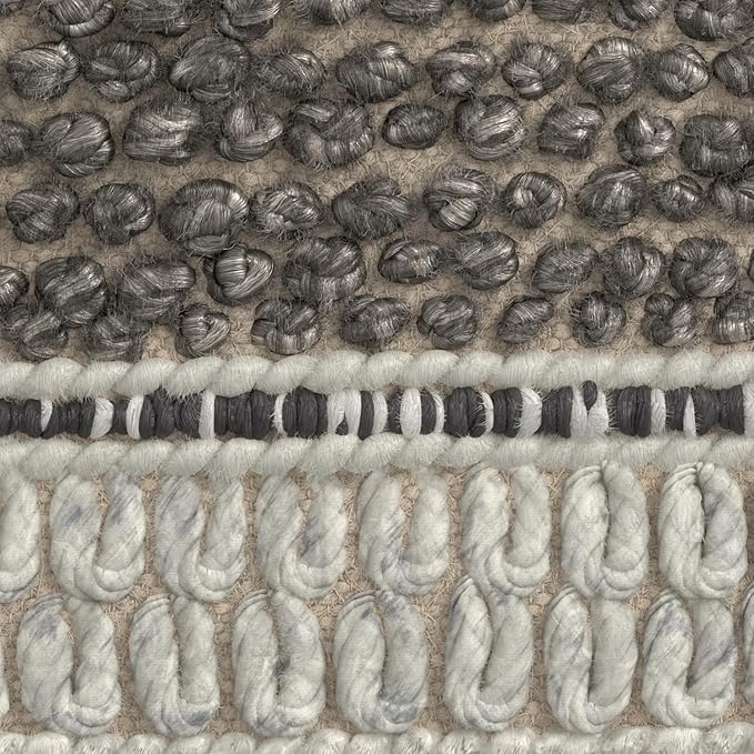 SIMPLIHOME Grady 18 Inch Wide Contemporary Square Pouf in Earth Tone Brown Handloom Woven, for The Living Room, Bedroom and Kids Room