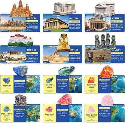 Ancient Wonders Dig Kit, Dig up 6 Mystery Historical Landmarks & 6 Treasure Stones, Famous World History Architecture Toy Archaeology Set, STEM History Gift for Kids Age 6-8-12