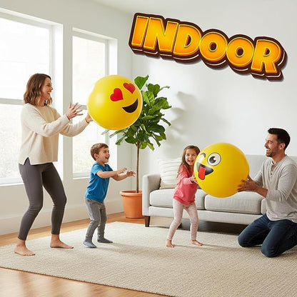 18-Inch Happy Face Playground Balls for Kids & Toddlers (2-Pack) - Jumbo Size Bouncy Balls w/Fun Smiley Designs - Lightweight Play Inflatable Kickballs for Boys & Girls