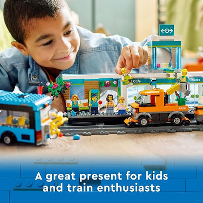 LEGO City Train Station Building Toy Set - Pretend Play Set for Kids, Boys & Girls, Ages 7+ - with Bus, Rail Truck, & Tracks - Compatible with Other City Sets - Gift Ideas for Birthdays - 60335