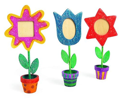 Colorations Wooden Flower Pot Picture Frames, Great Craft Project for Kids, Create a Keepsake, 12 Frames, Ideal Mothers Day or Fathers Day Gift, Birthday or Holiday, Personalize & Individually Decorate