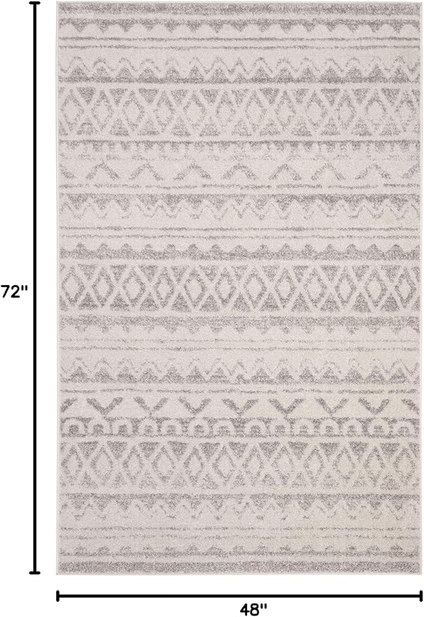 SAFAVIEH Adirondack Collection Accent Rug - 4' x 6', Ivory & Grey, Moroccan Boho Distressed Design, Non-Shedding & Easy Care, Ideal for High Traffic Areas in Entryway, Living Room, Bedroom (ADR119B)